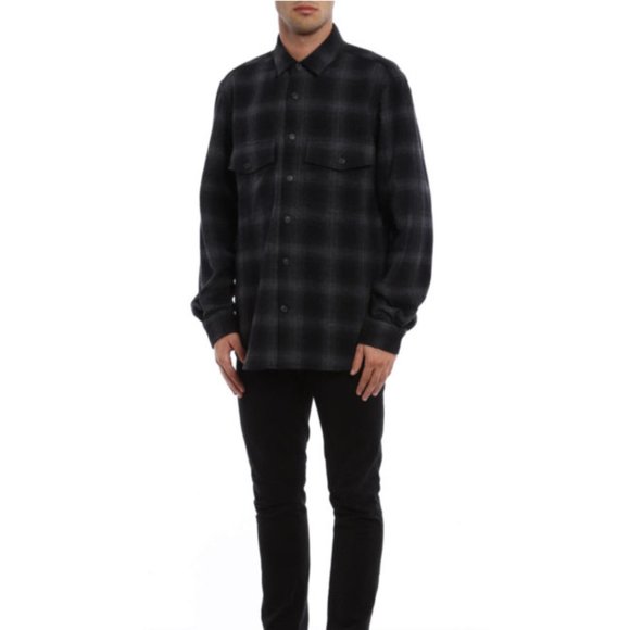 MARCELO BURLON COUNTY OF MILAN Sham Panther Print Plaid Wool Blend Shirt Sz XXS - Picture 2 of 16